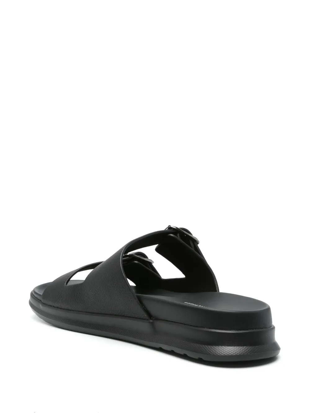 Tommy Hilfiger leather buckle-strap slides Black