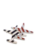 CHANEL Pre-Owned 2016 Enamel CC Striped Airplane Brooch costume brooch - White