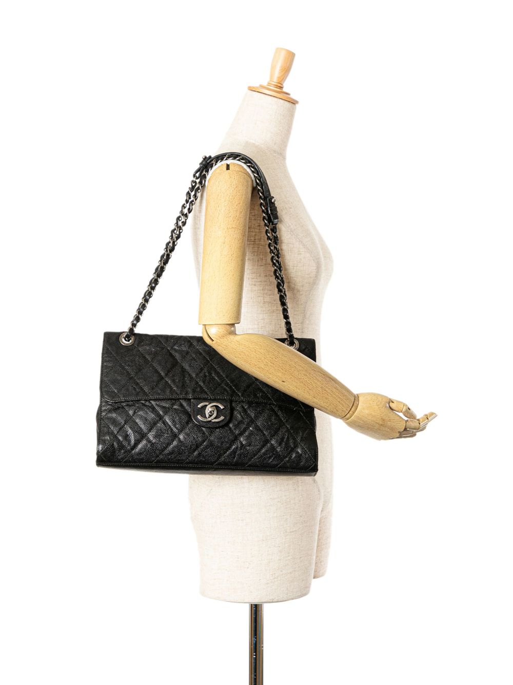 CHANEL Pre-Owned 2013-2014 Jumbo Glazed Caviar Crave Flap schoudertas - Zwart