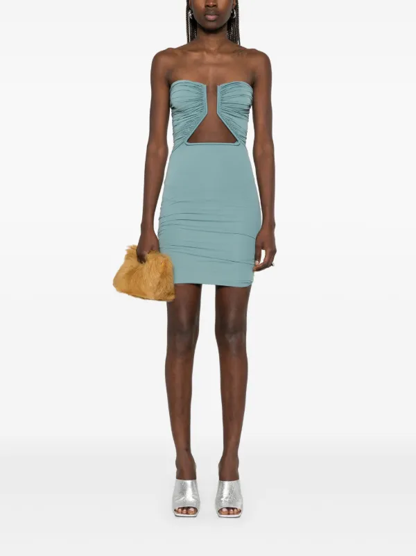 Rick Owens prong-detail Jersey Mini Dress | Blue | FARFETCH