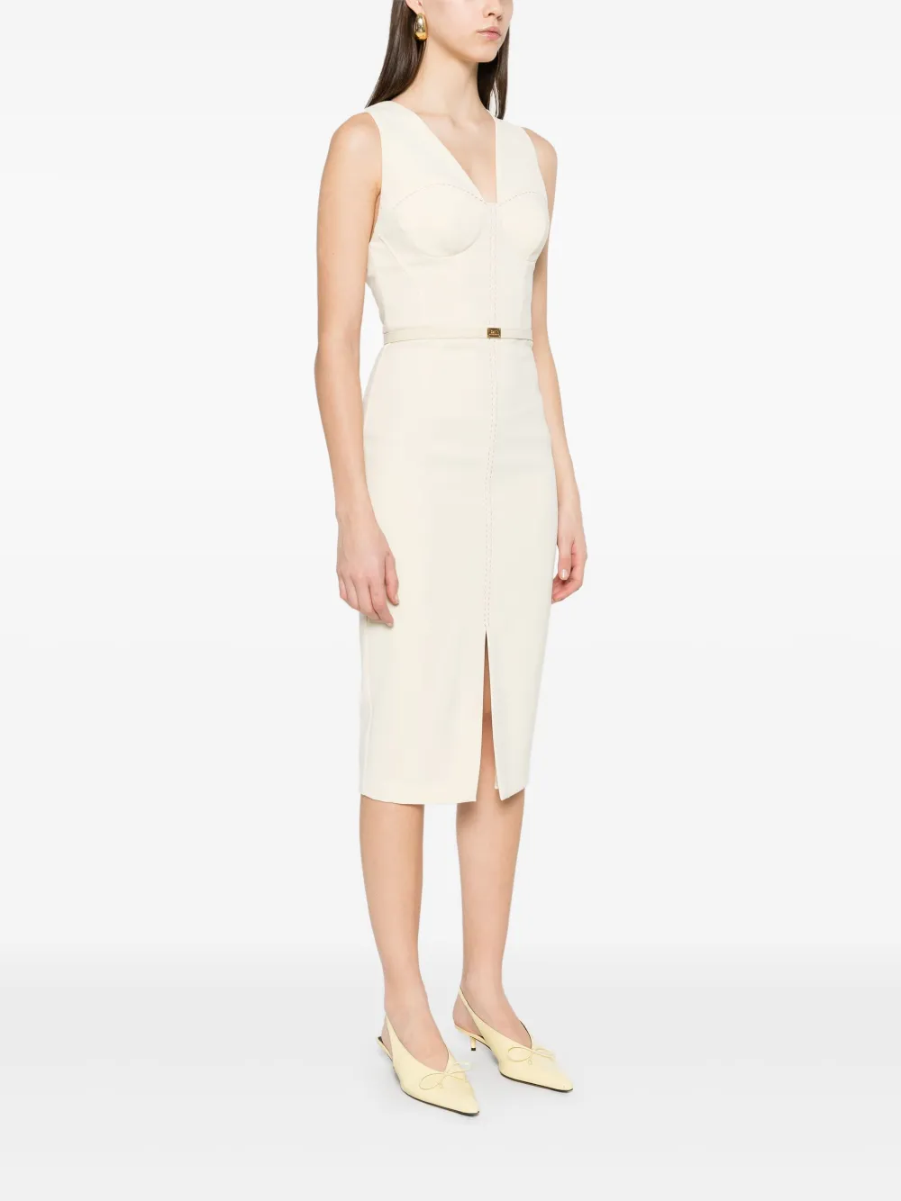 ELISABETTA FRANCHI CREPE MIDI DRESS 
