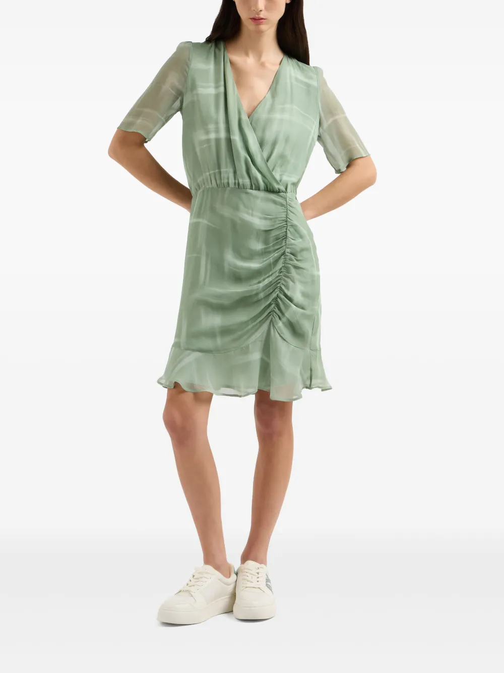 Armani Exchange Jurk met ruches - Groen