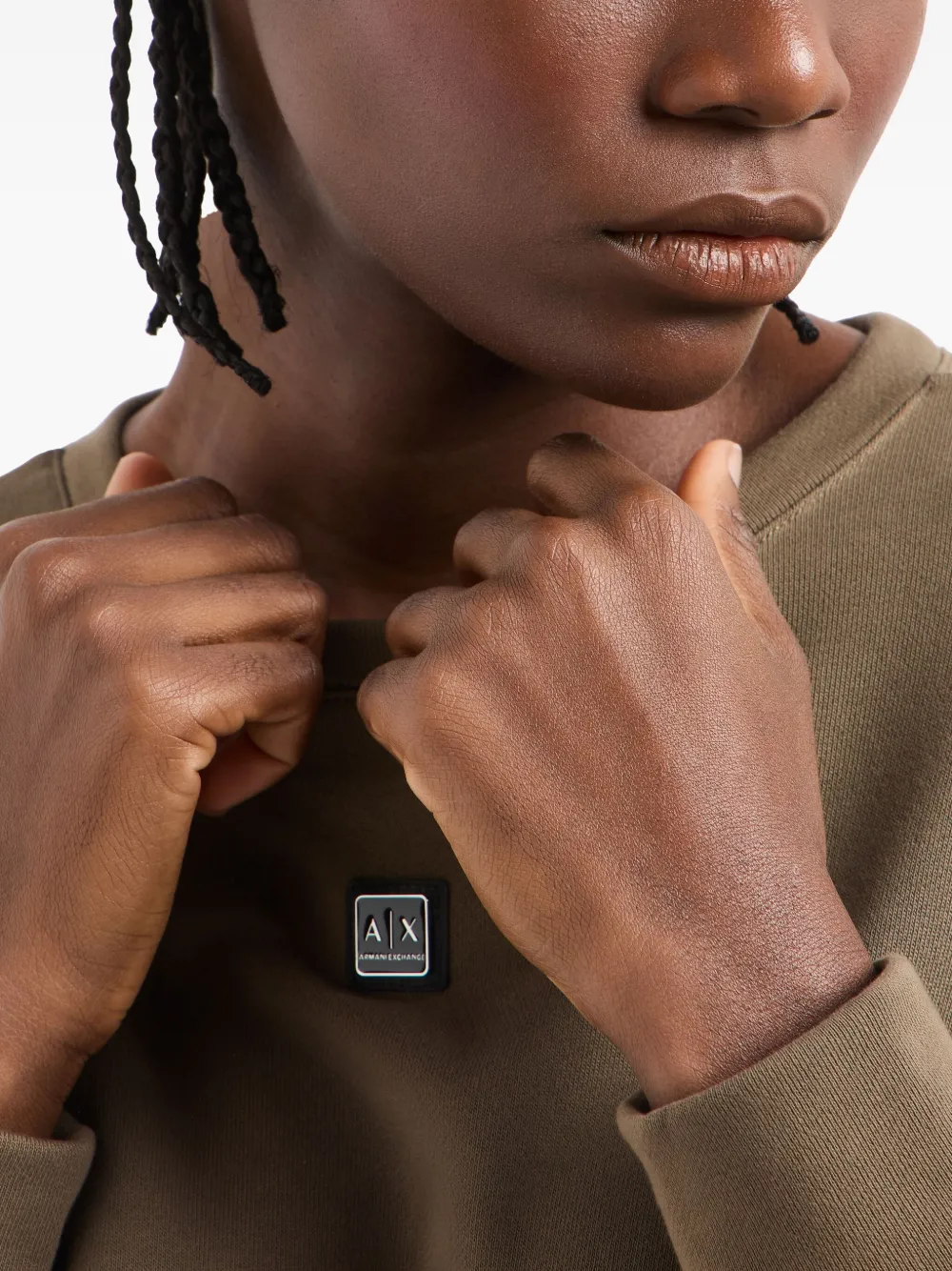 ARMANI EXCHANGE LOGO-PLAQUE SWEATSHIRT 