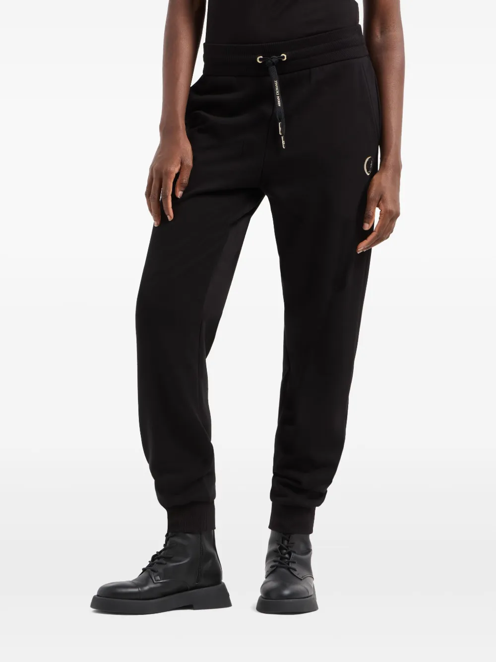 Shop Armani Exchange Logo Trousers In Black