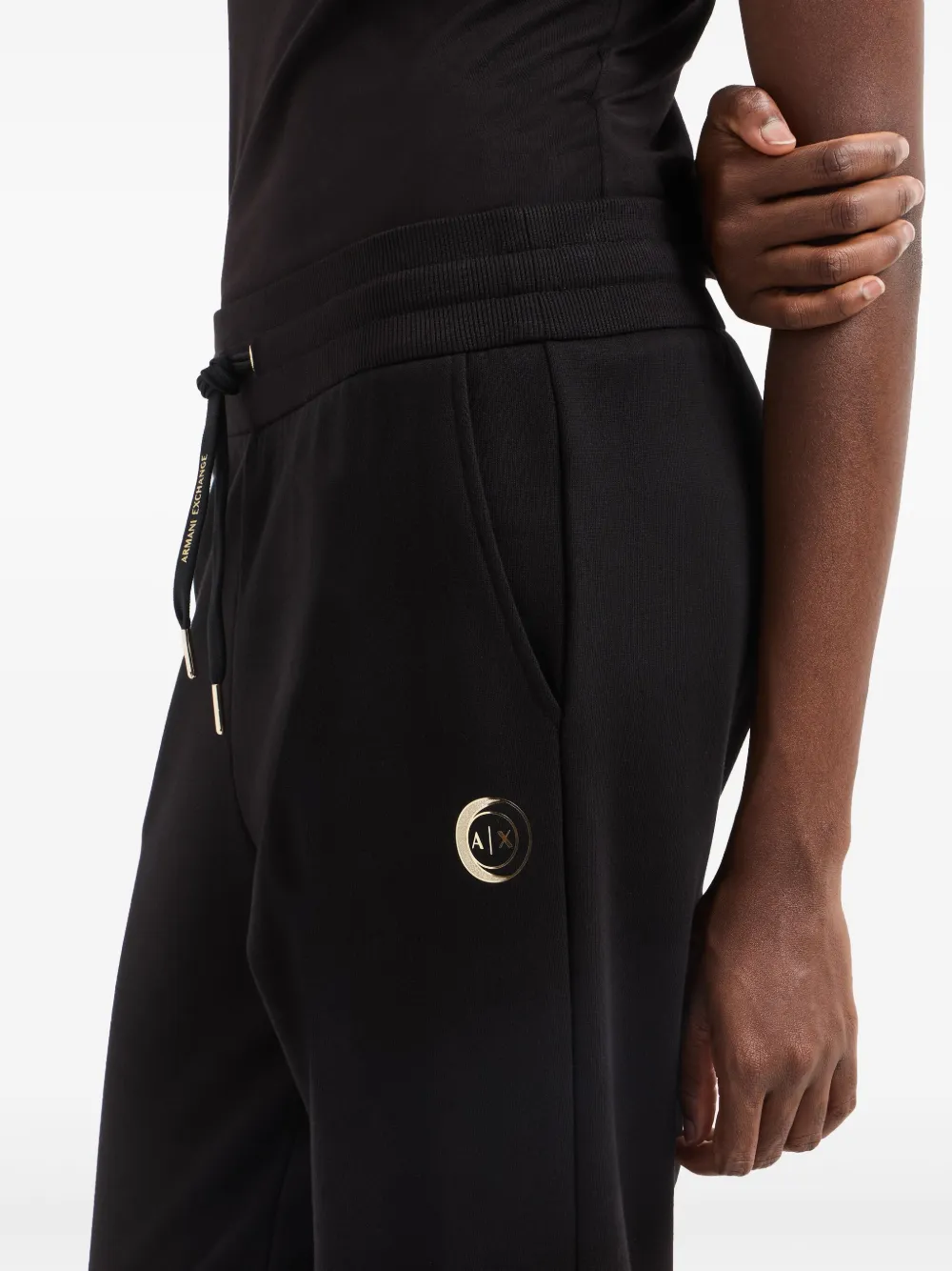 Shop Armani Exchange Logo Trousers In Black