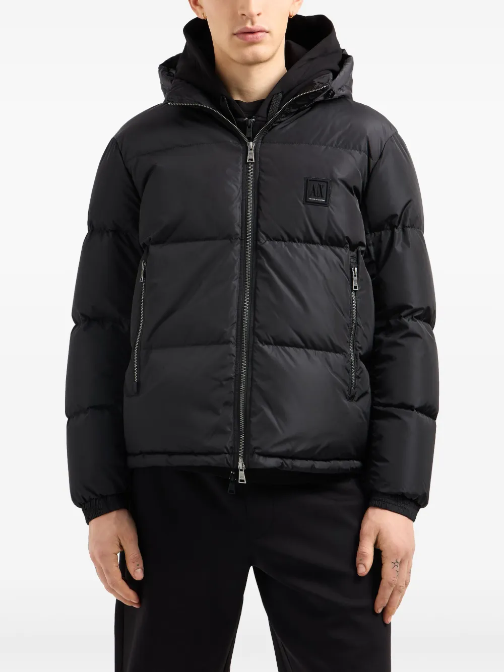 Armani Exchange Gewatteerd jack Zwart