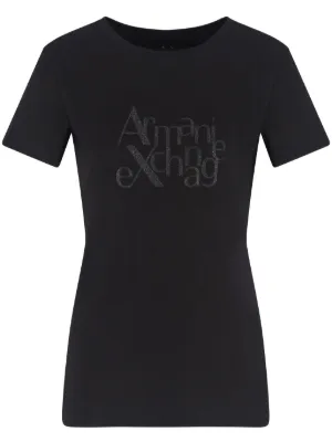 Armani Exchange logo-embroidered T-shirt | Black | FARFETCH