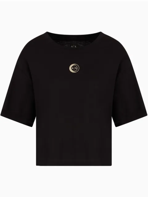 Armani Exchange logo-print cropped T-shirt