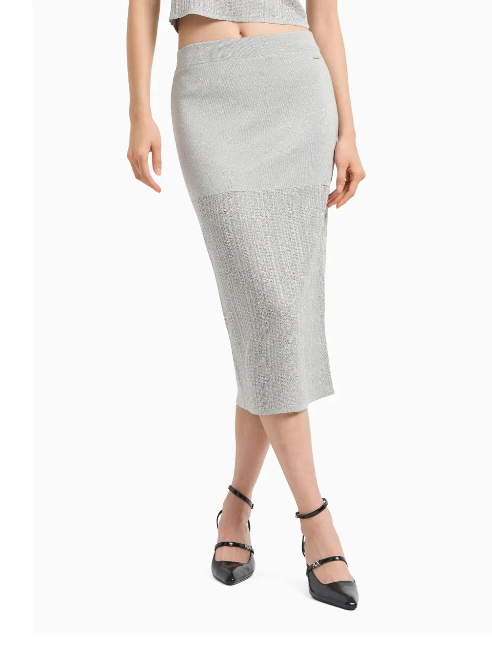 Armani Exchange lurex midi pencil skirt - Grijs