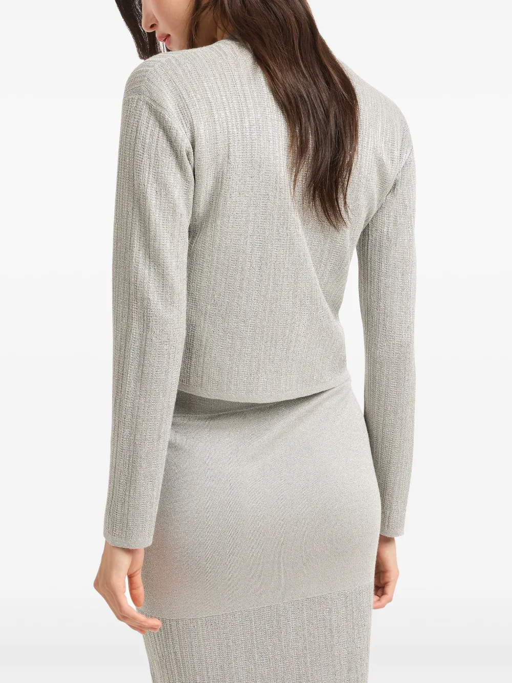 Shop Armani Exchange Cropped V-neck Cardigan In Grey
