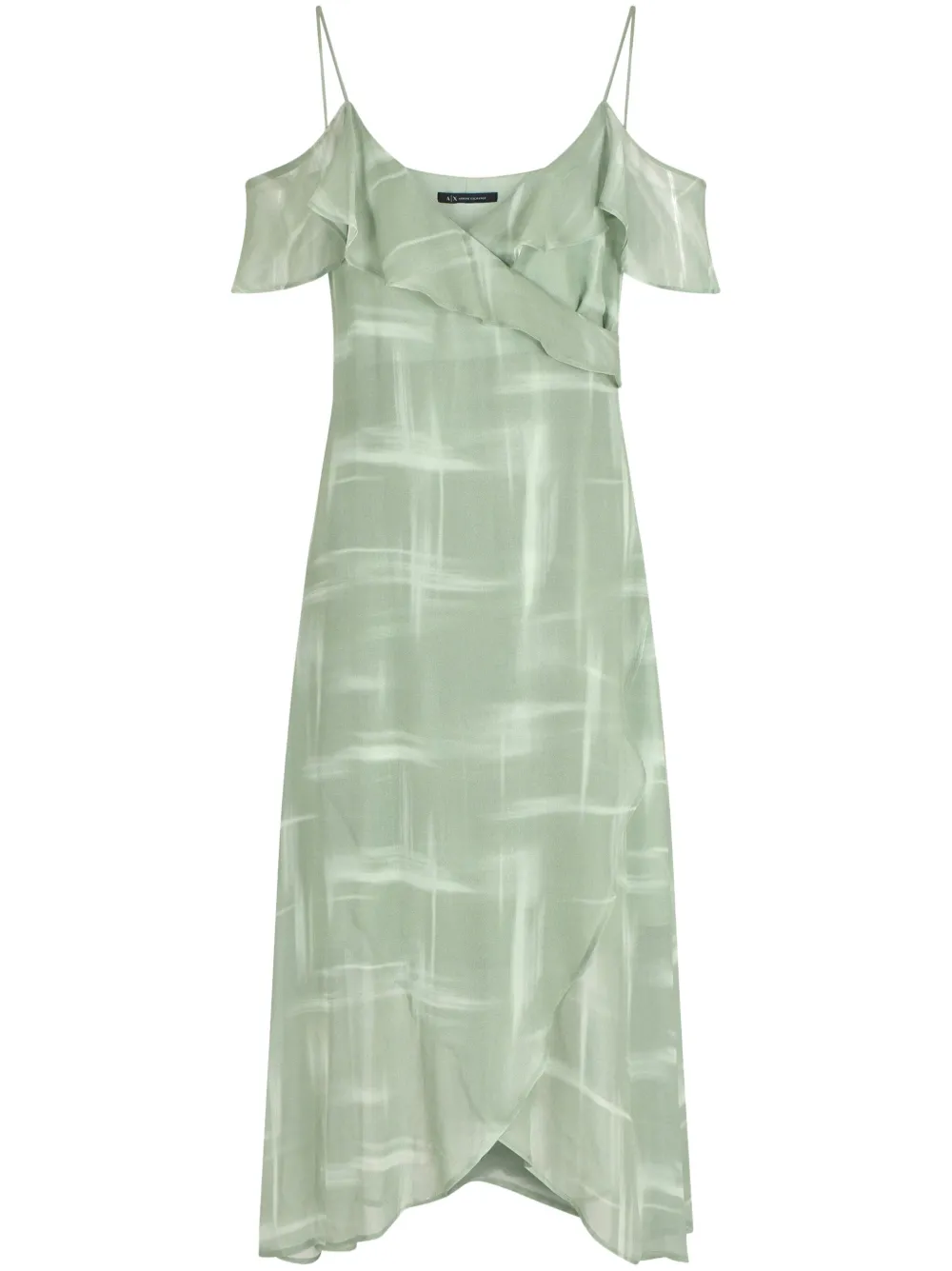 Armani Exchange Off-shoulder jurk met ruches Groen