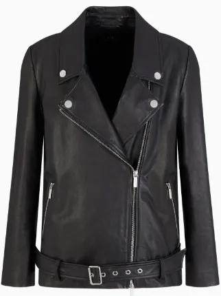 Armani Exchange Leather Biker Jacket | Black | FARFETCH