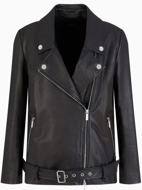 Armani Exchange leather biker jacket