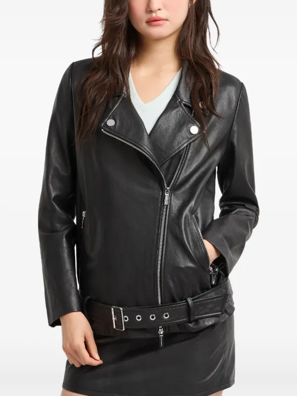 Armani Exchange レザー ライダースジャケット | ブラック