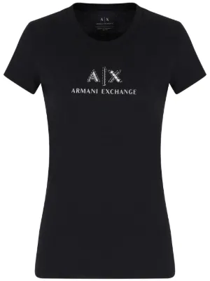 Armani Exchange logo-embroidered T-shirt | Black | FARFETCH