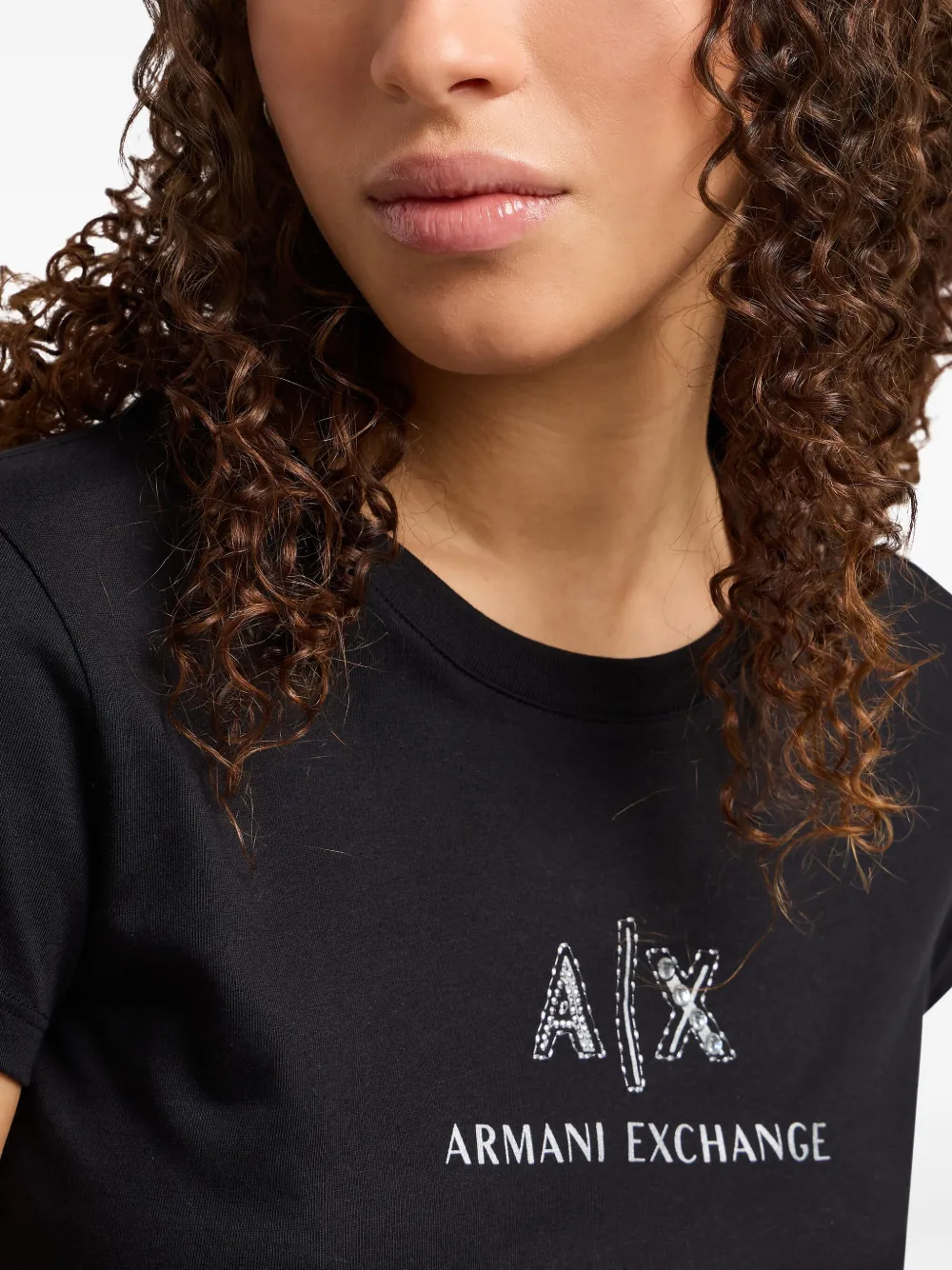 Armani Exchange T-shirt verfraaid met logo Zwart