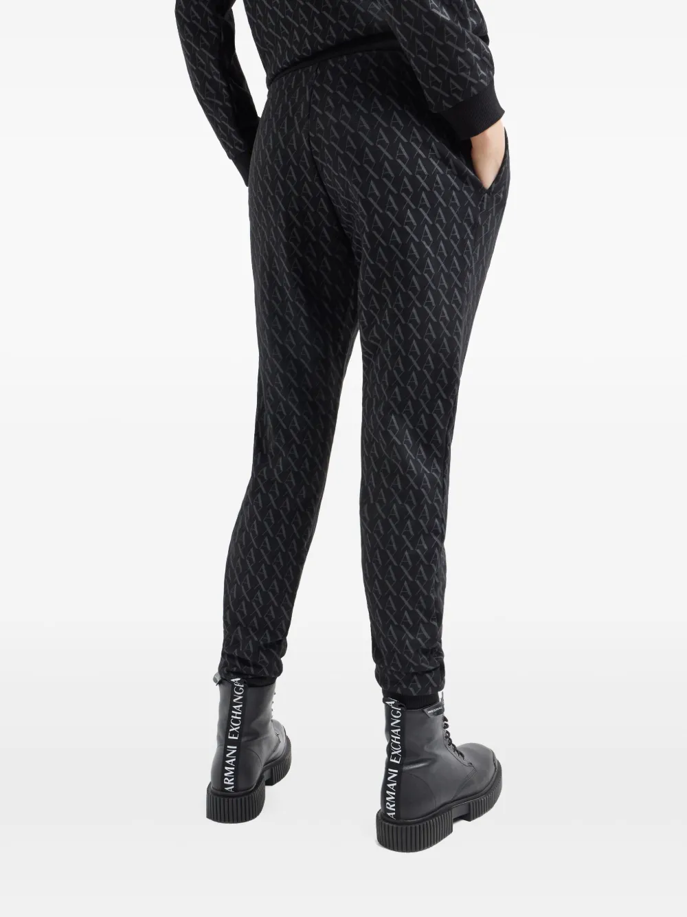 Shop Armani Exchange Logo Trousers In Black