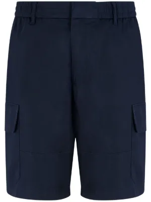 Giorgio Armani wide-leg Linen Cargo Shorts | Blue | FARFETCH