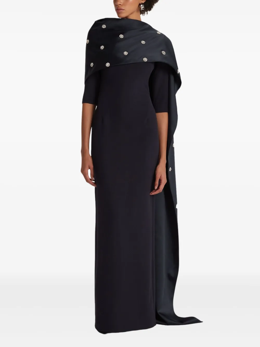 Safiyaa cape-attached dress - Blauw