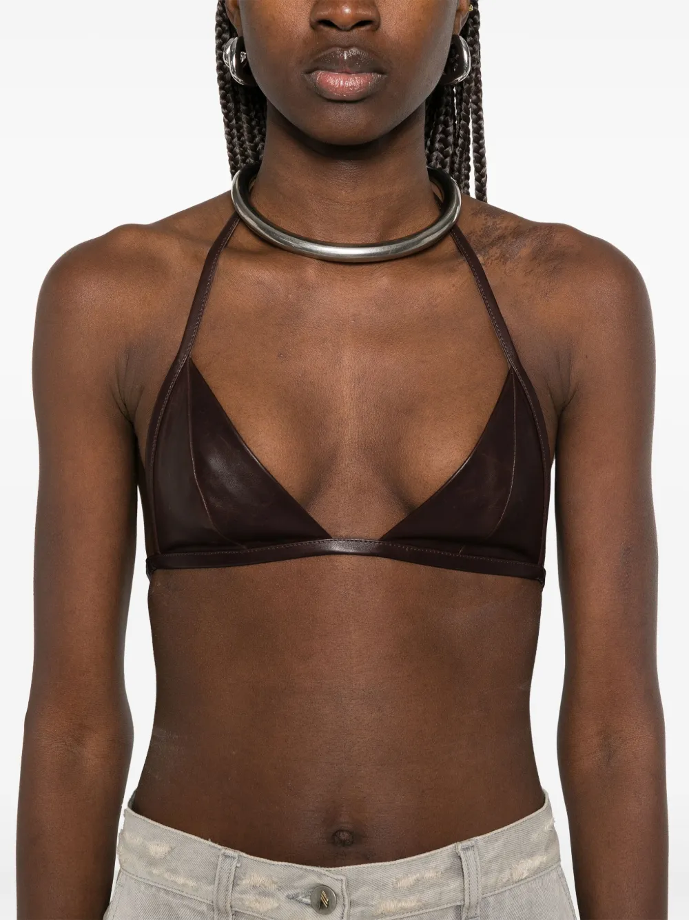 Rick Owens Leren bh-top Bruin