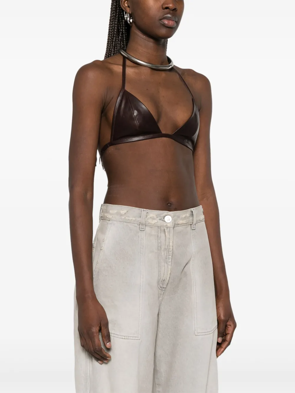 Rick Owens Leren bh-top Bruin