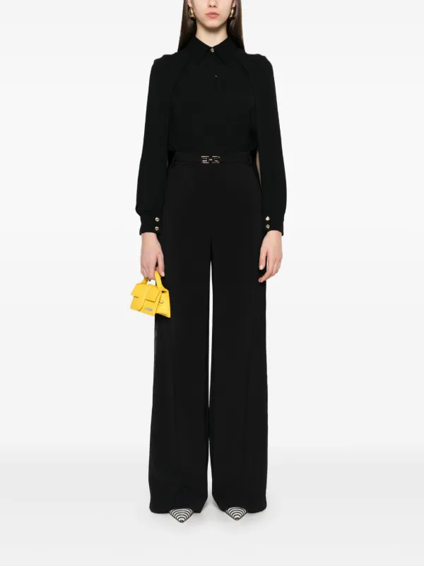 【希少】ELISABETTA FRANCHI ベルボトムパンツ ブラック Elisabetta Franchi ベルテッド パンツ | ブラック | FARFETCH JP