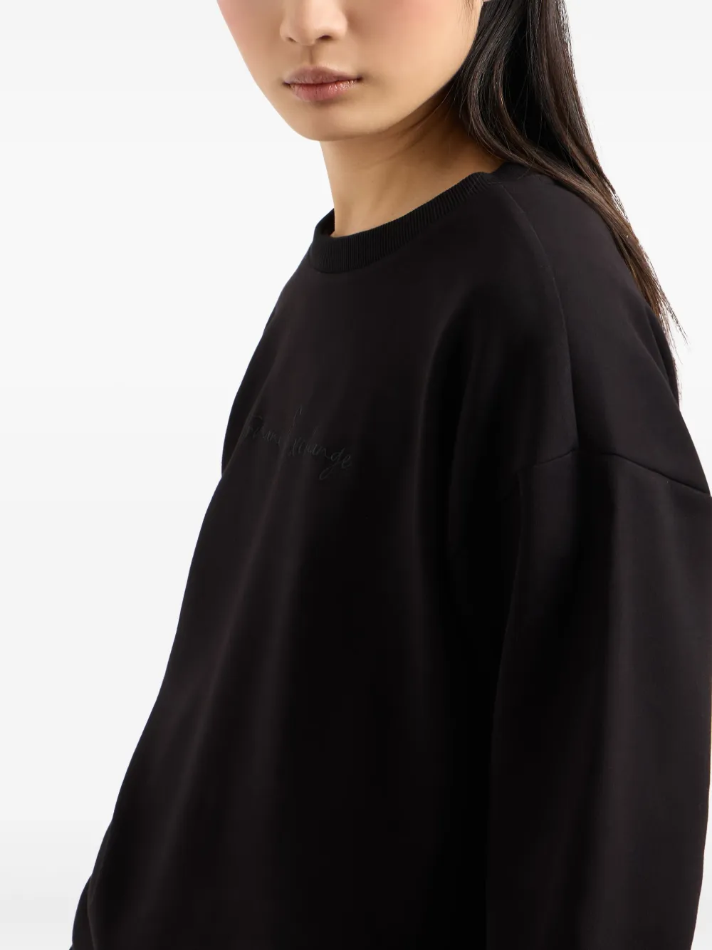 Armani Exchange T-shirt met geborduurd logo Zwart