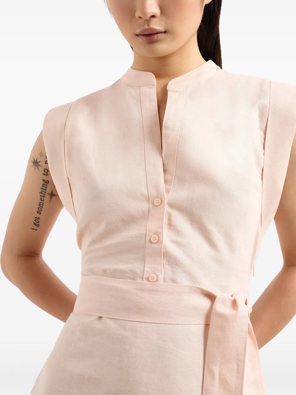 Armani Exchange Jurk met gestrikte taille en peplum afwerking Roze