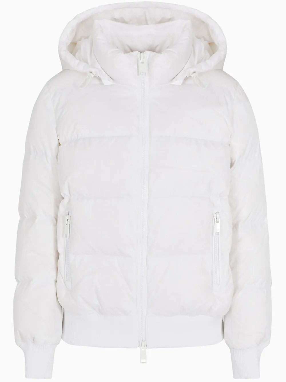 Armani Exchange Zip-up Puffer Jacket In White
