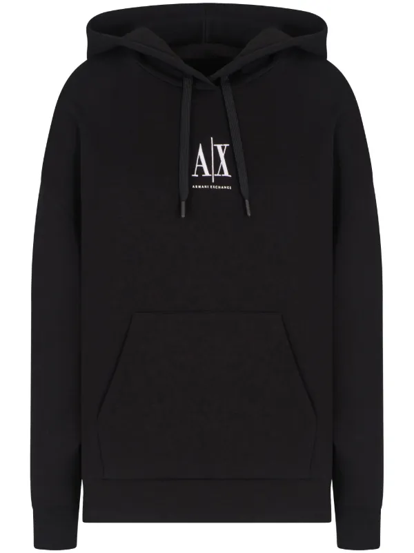 Armani Exchange Felpa Con Cappuccio e Logo Nero FARFETCH IT