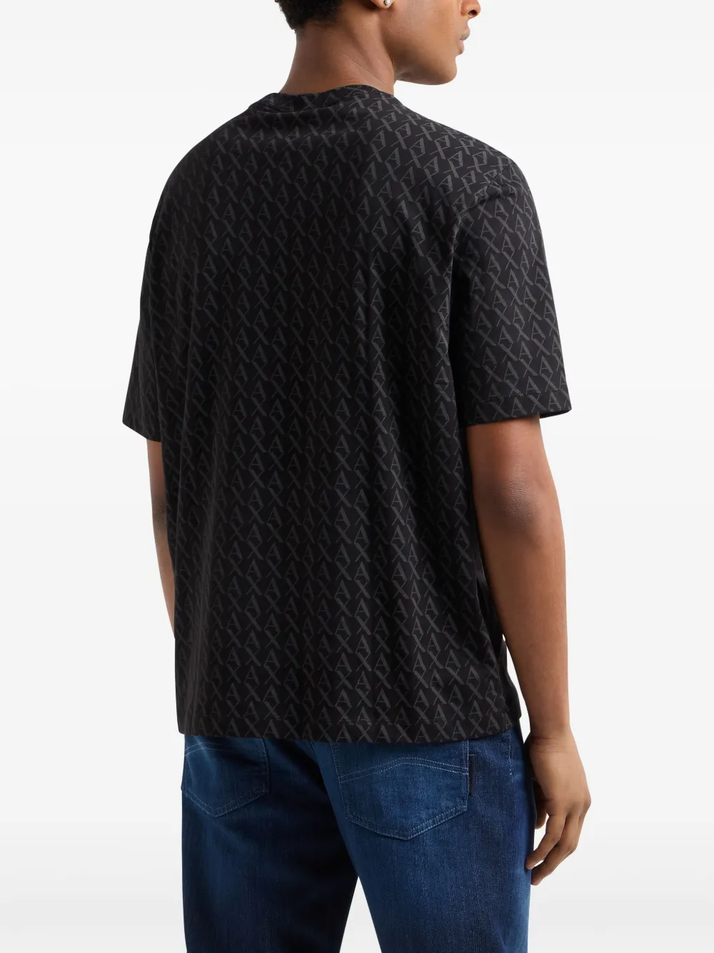 Armani Exchange T-shirt met monogramprint Zwart