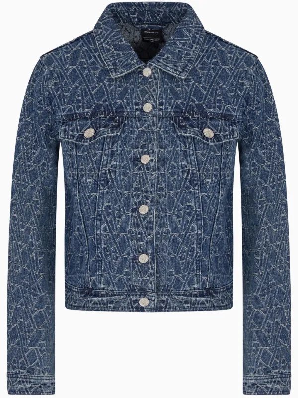 Armani Exchange all-over Logo Denim Jacket Blue FARFETCH UZ