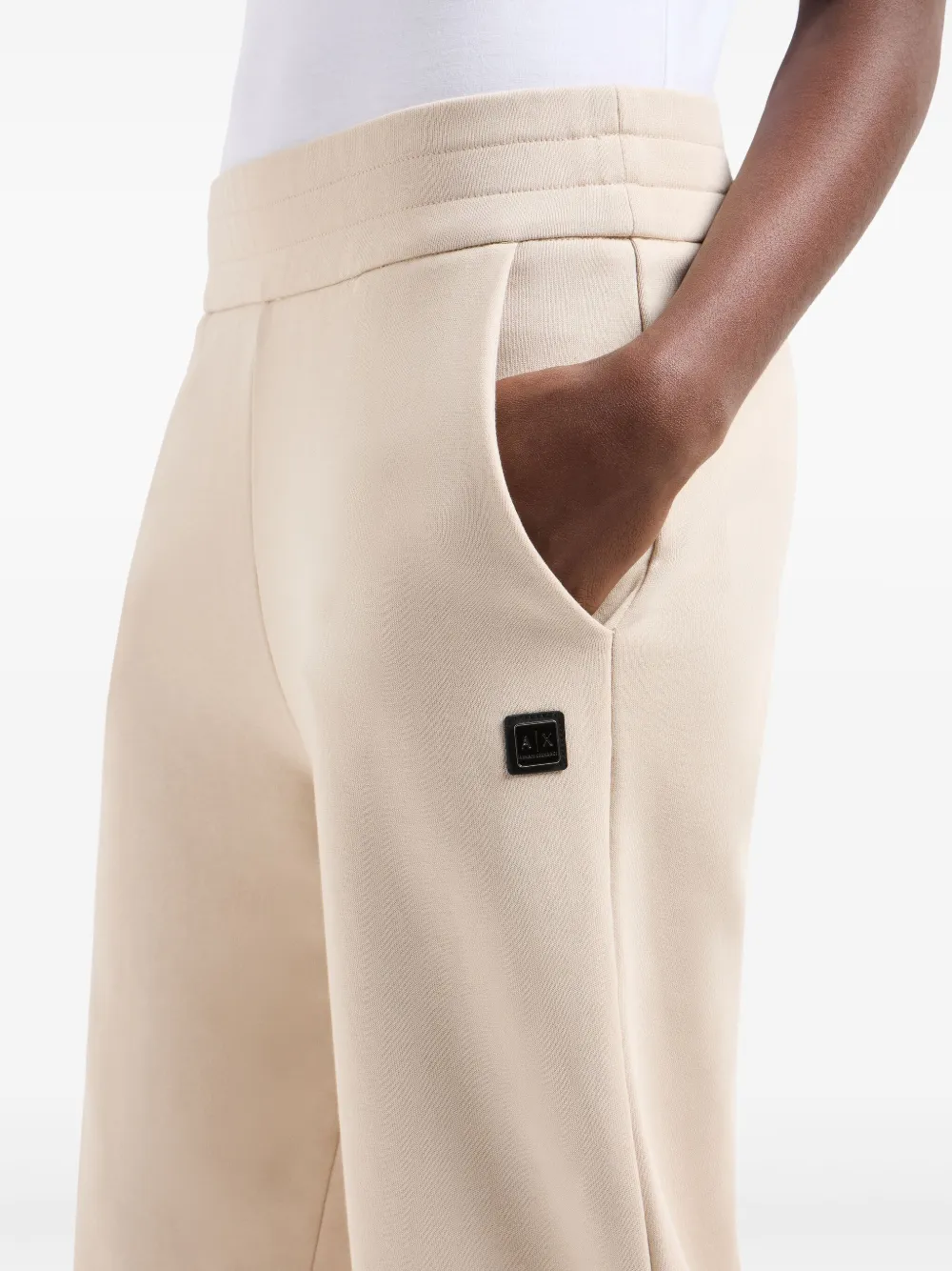 Shop Armani Exchange Logo Trousers In Neutrals