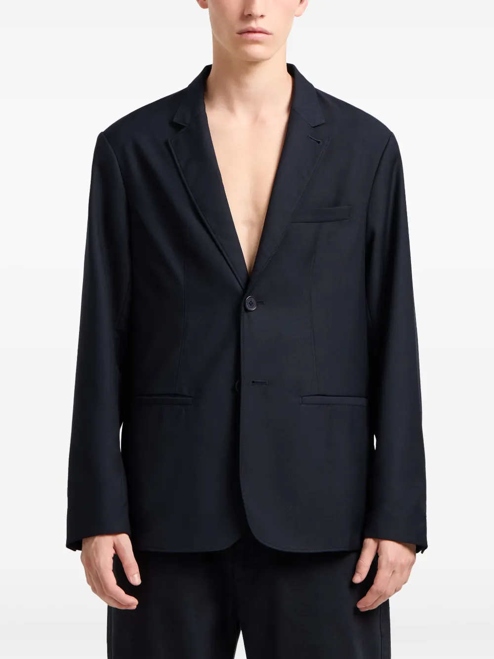 Armani Exchange Single-breasted Two-button Jacket In Blue