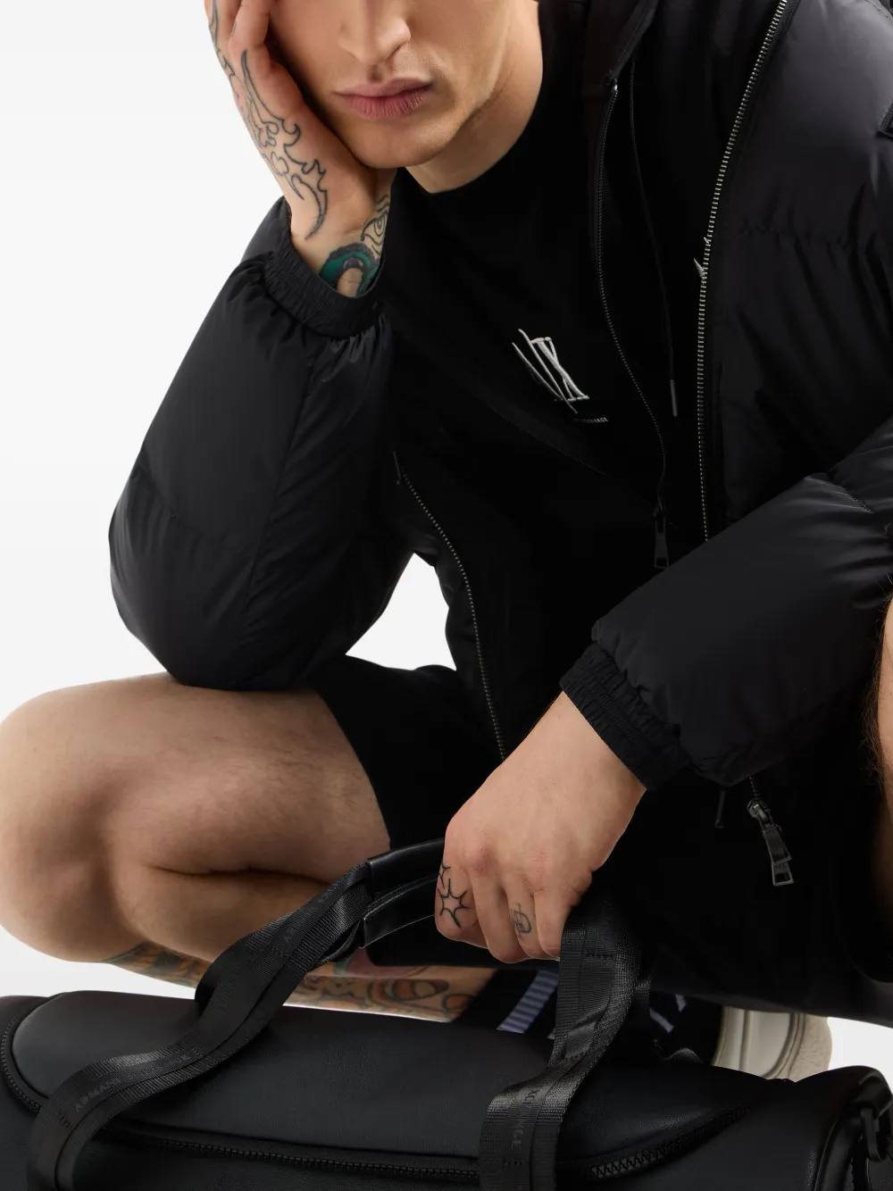 Armani Exchange Shorts met logoprint Zwart