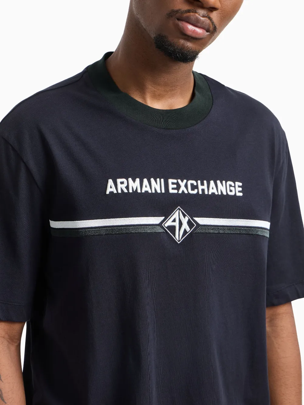 Armani Exchange T-shirt met geborduurd logo Blauw
