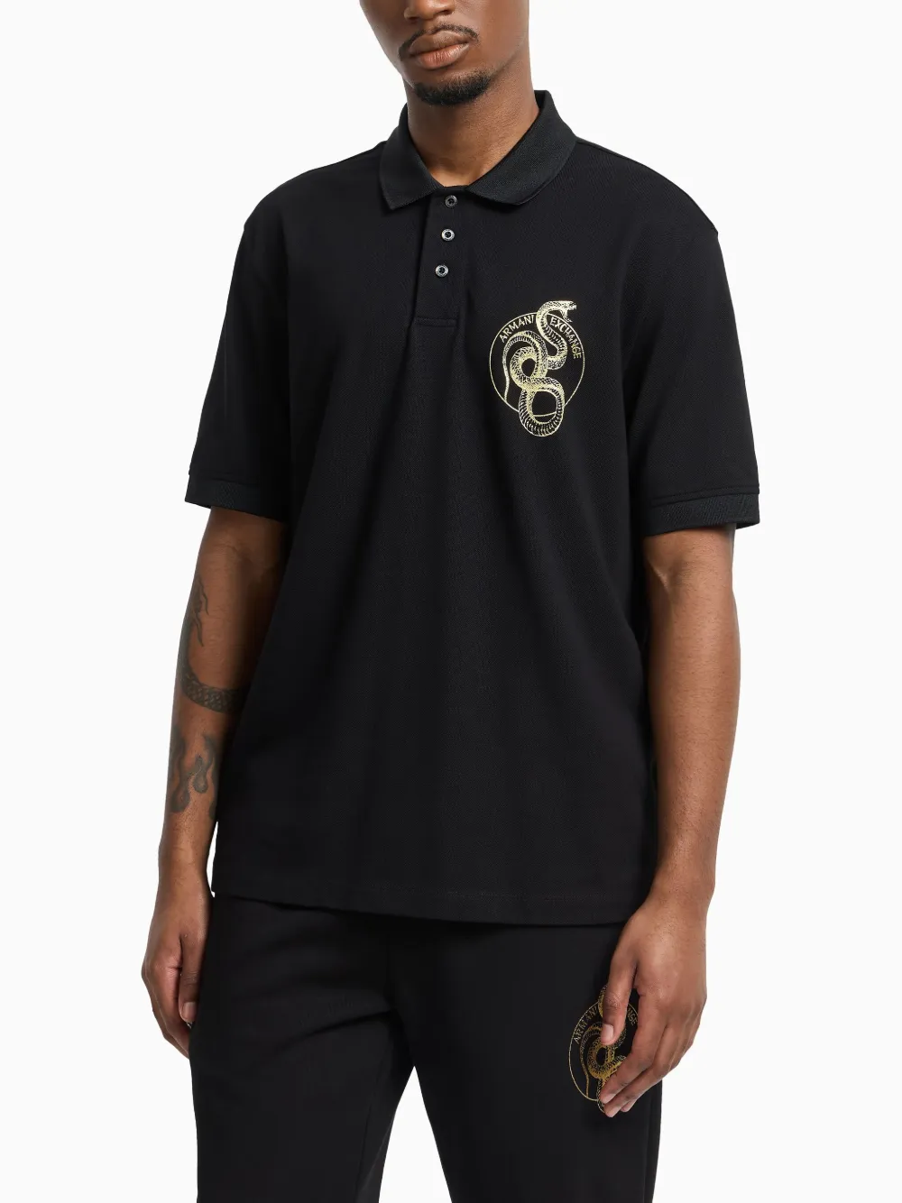 Armani Exchange cotton polo shirt - Zwart