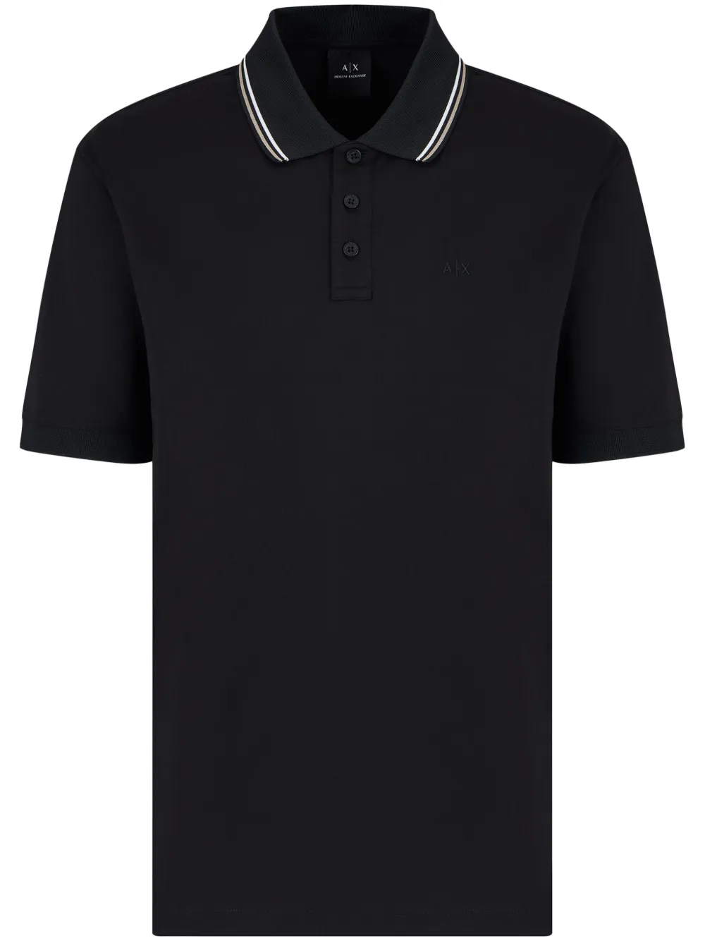 Armani Exchange Polo in cotone con ricamo logo - Nero