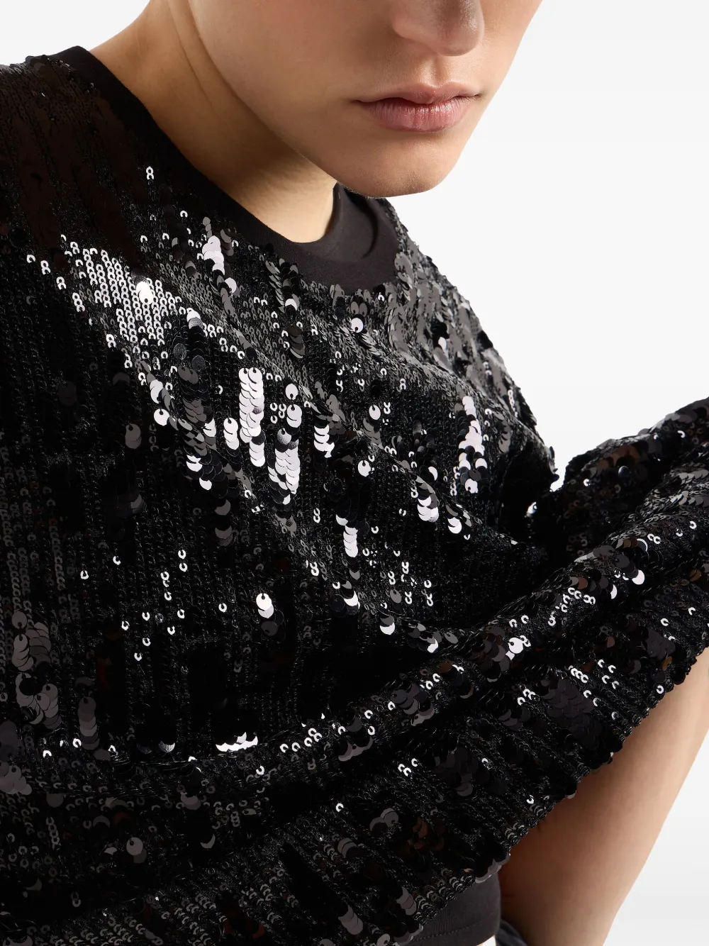 Armani Exchange T-shirt met pailletten Zwart