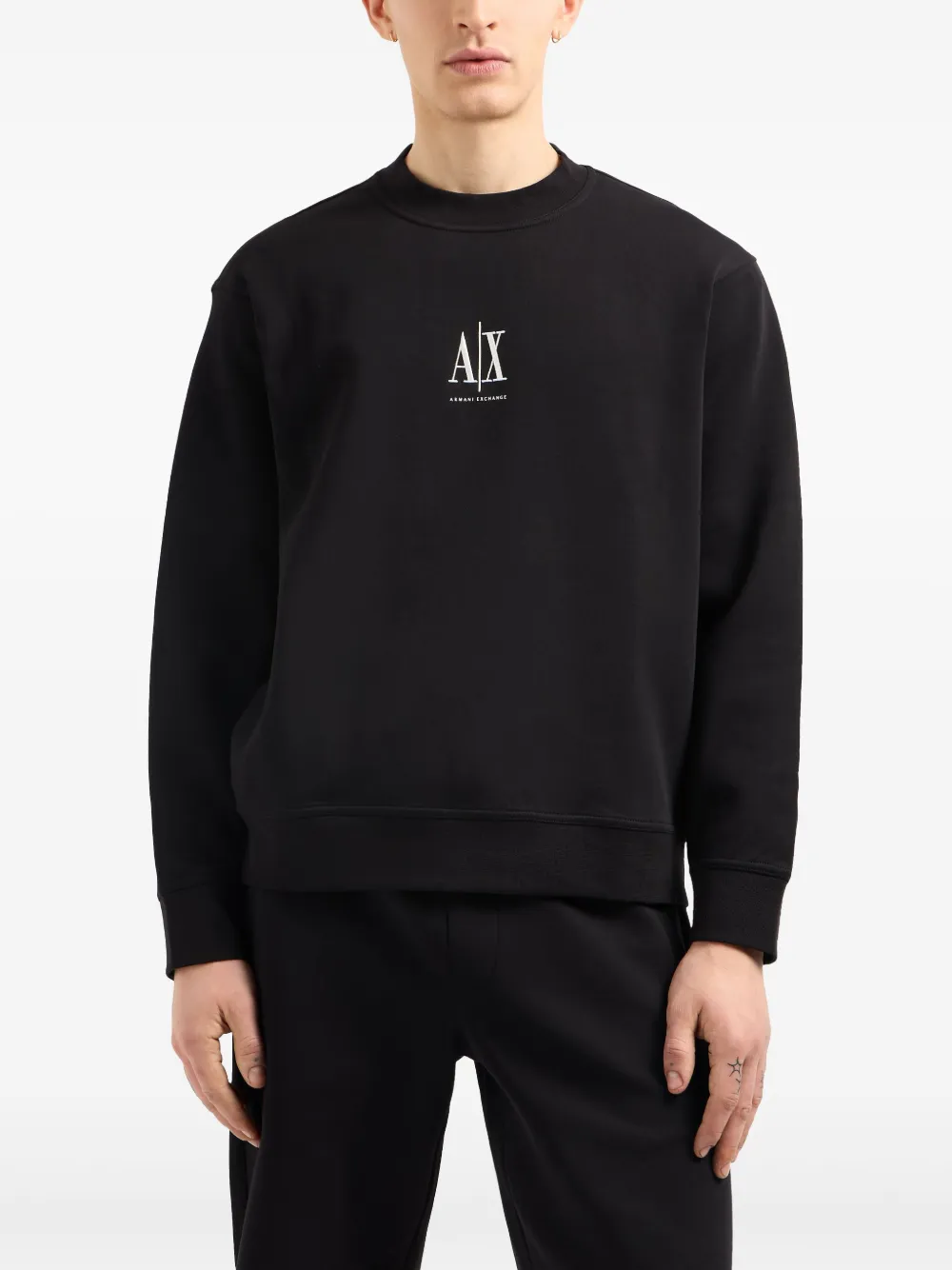 Armani Exchange Sweater met geborduurd logo - Zwart