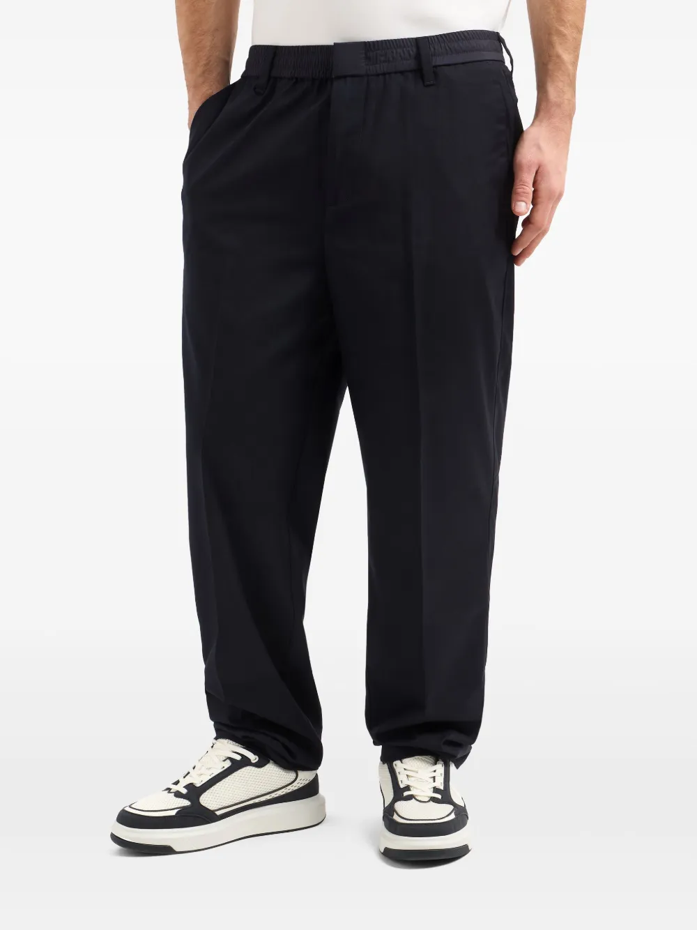 Armani Exchange pressed-crease straight-leg trousers - Blauw