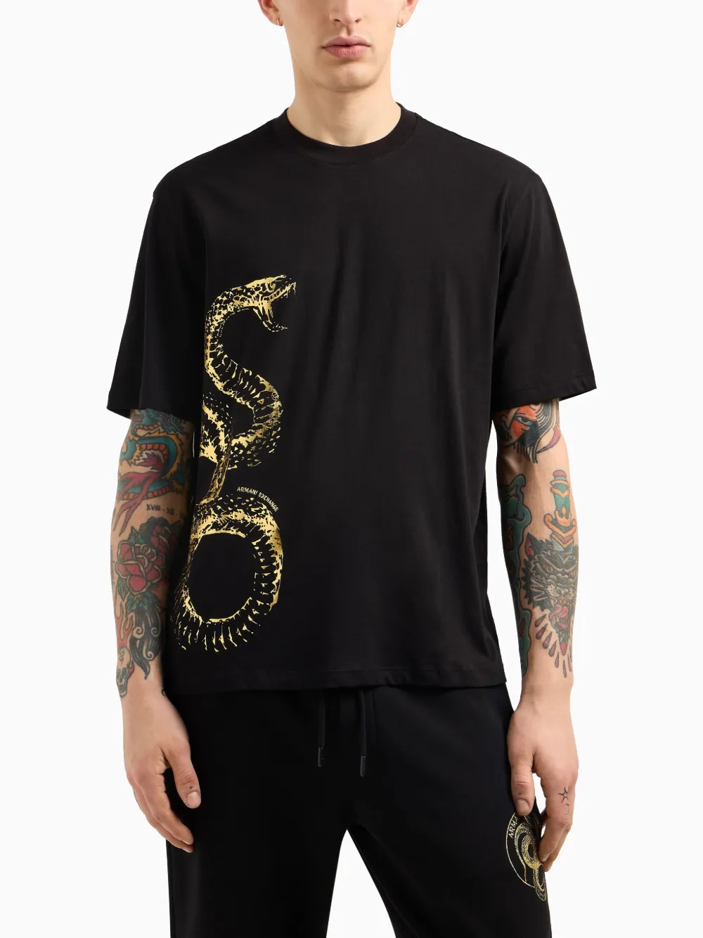 Armani Exchange snake-print T-shirt - Zwart