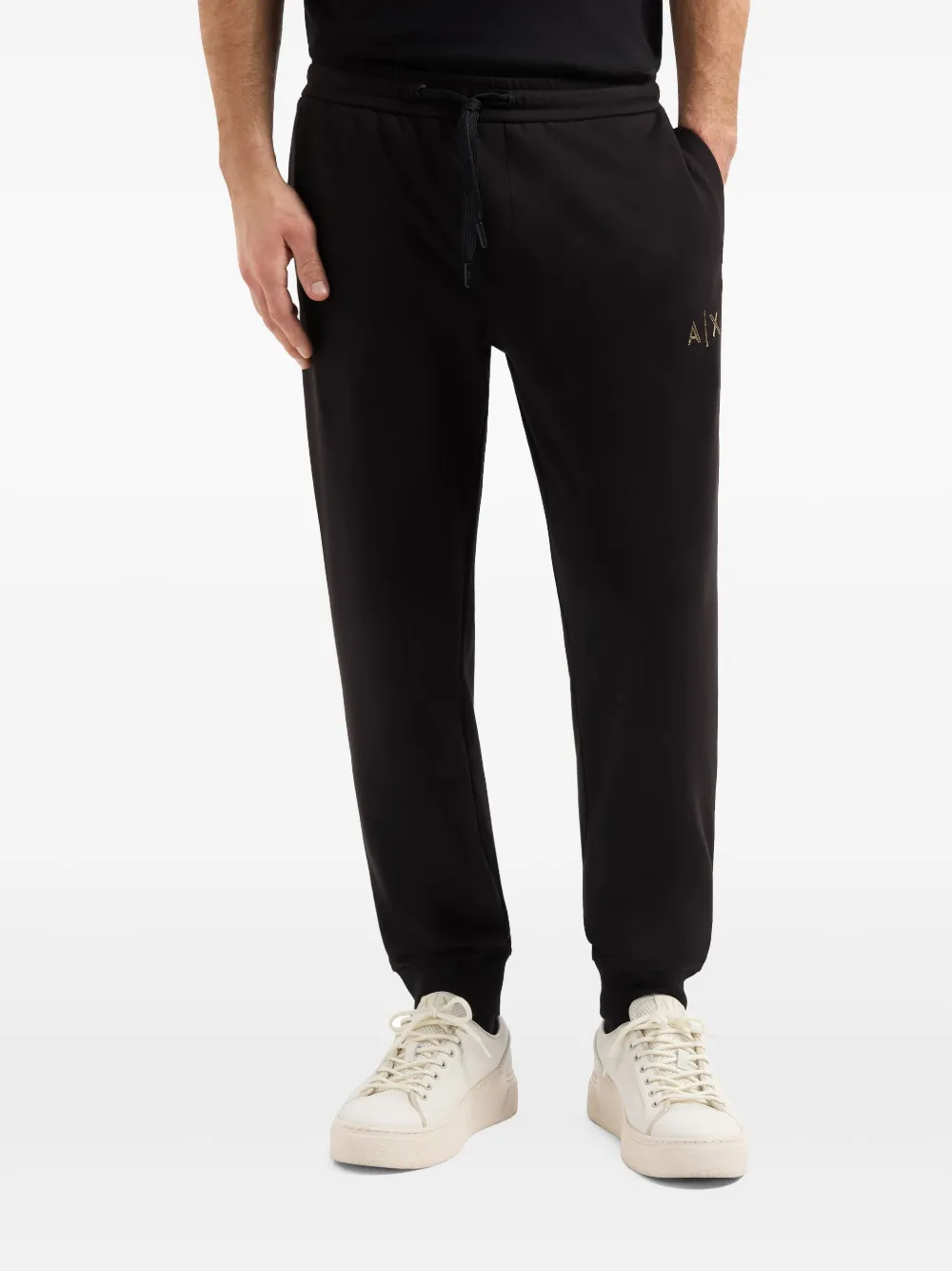 Armani Exchange logo-embroidered track pants - Zwart