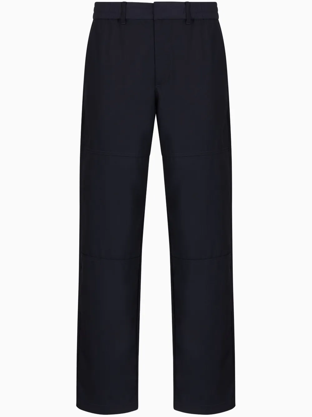 elastic-waist straight-leg trousers