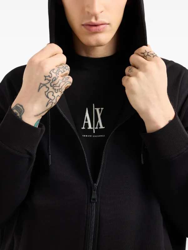 Armani Exchange ブラック ジップアップパーカー Armani Exchange ジップアップ パーカー | ブラック | FARFETCH JP