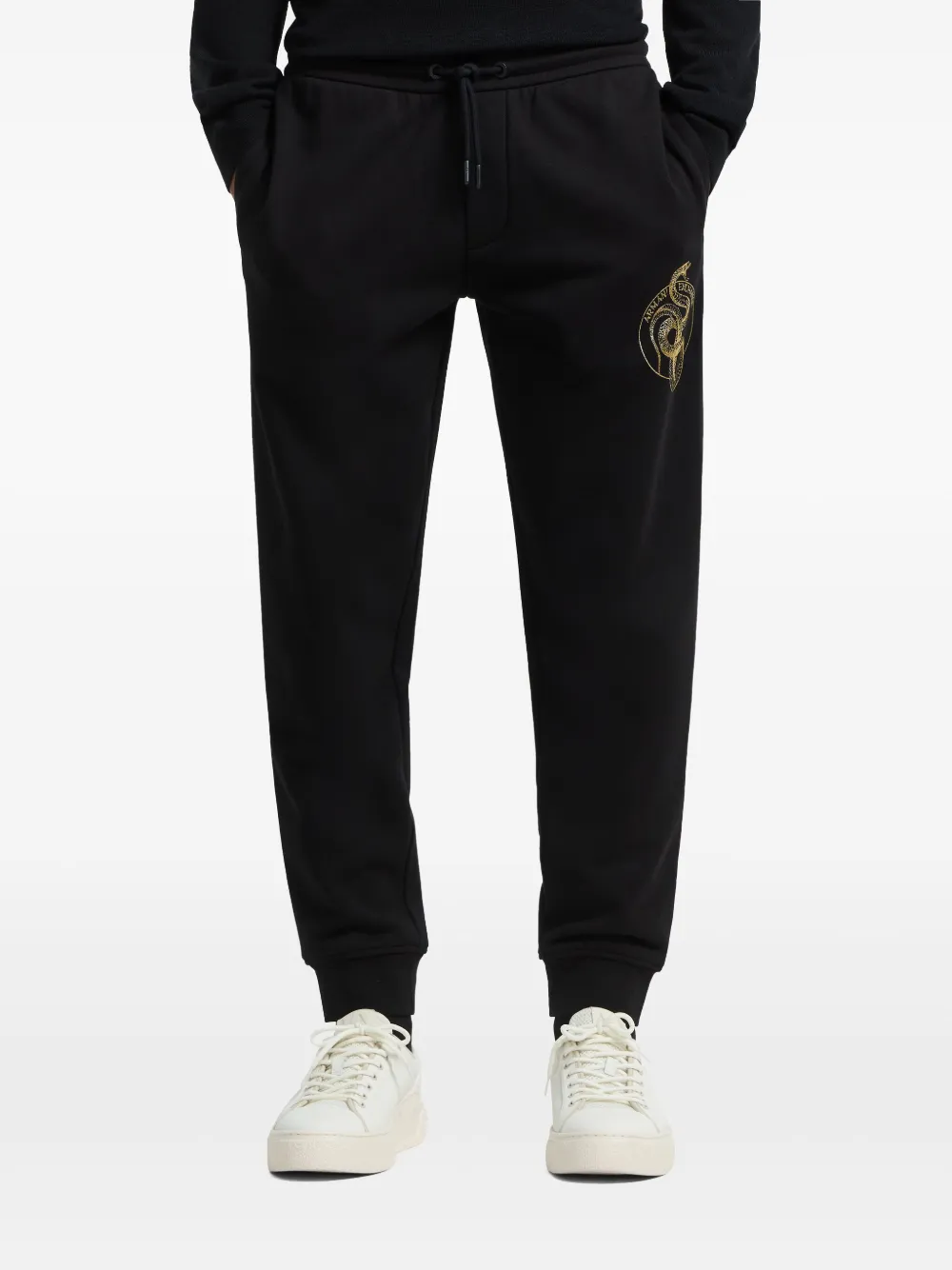 Armani Exchange logo-embroidered cotton track pants - Zwart