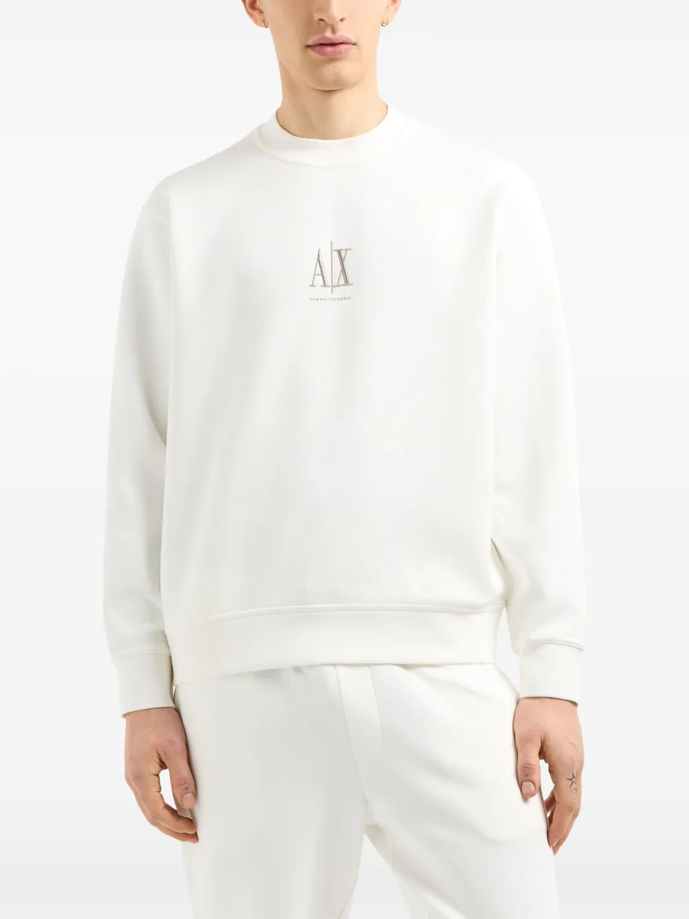 Armani Exchange Sweater met geborduurd logo - Wit