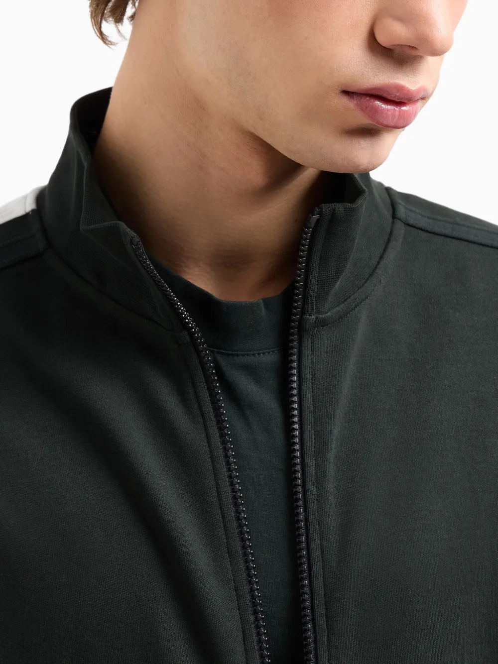Armani Exchange Sweater met logoband en rits Zwart