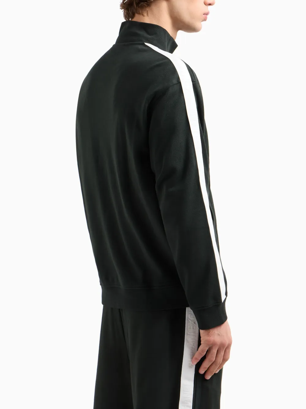 Armani Exchange Sweater met logoband en rits Zwart