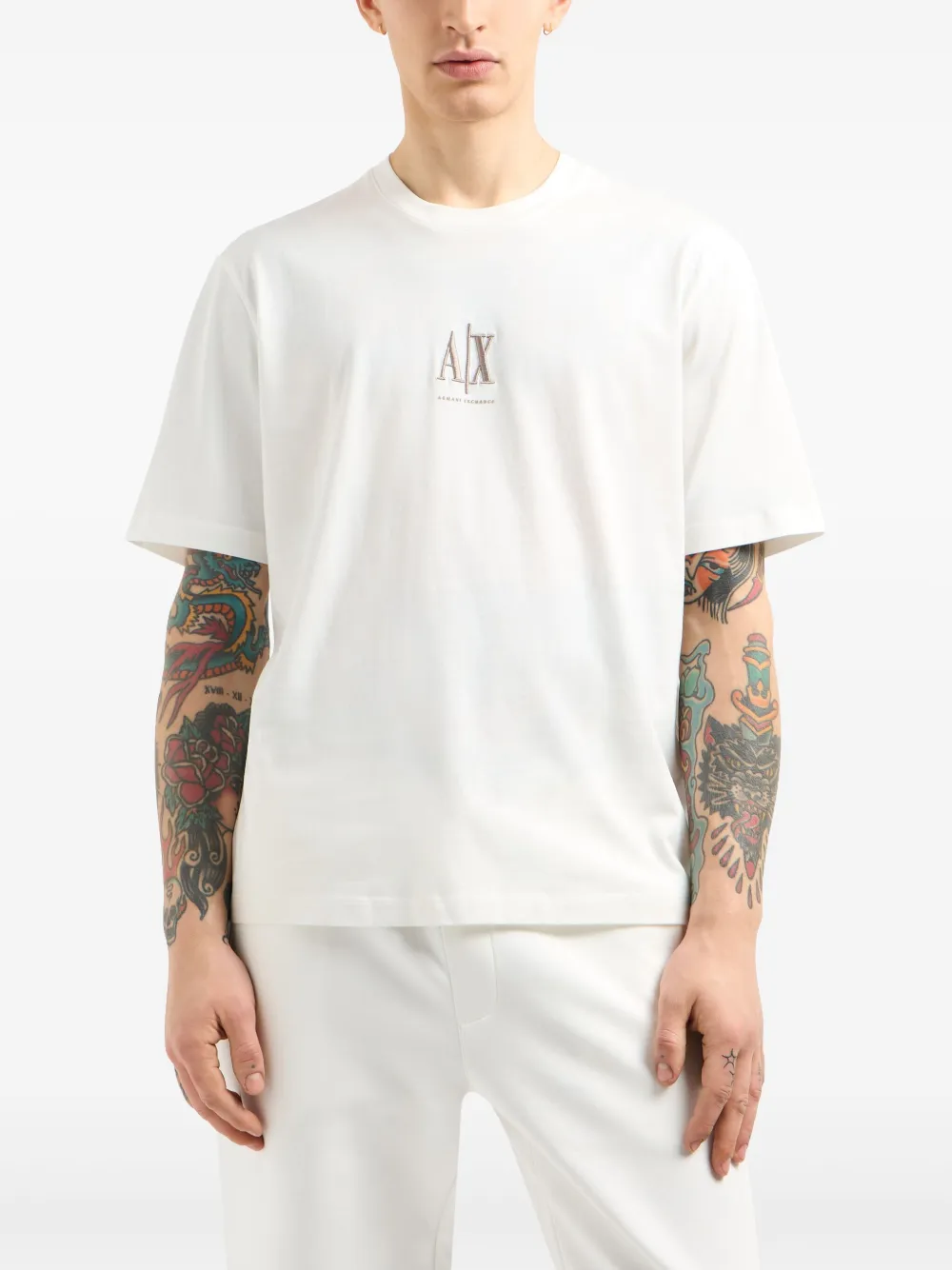 Armani Exchange T-shirt met geborduurd logo - Wit